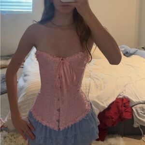 Pink Lace-Up Corset